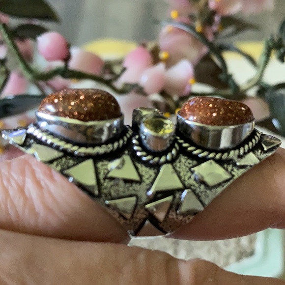 Vintage 925 gold stone & citrine ring - Picture 5 of 7